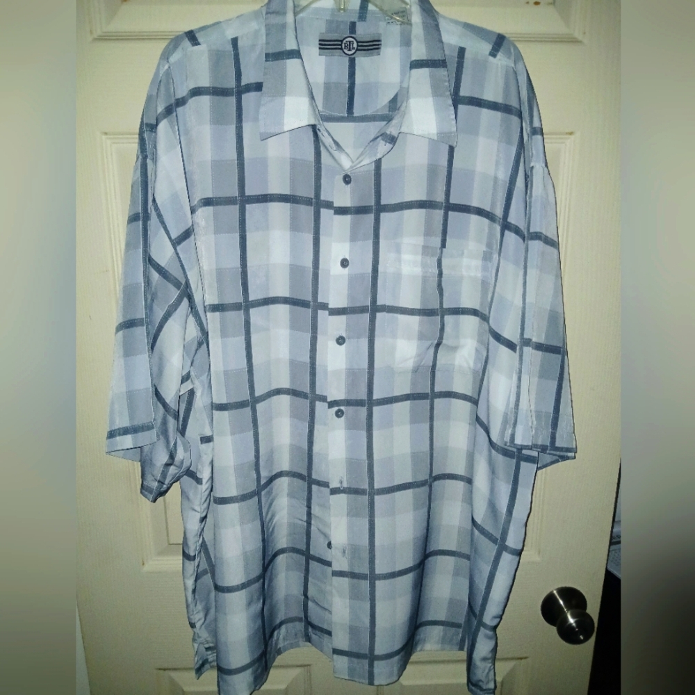 BTL Men's Gray Plaid Shirt 4XL